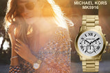 Michael Kors Cooper Chronograph White Dial Gold Steel Strap Watch For Women - MK5916