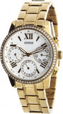 Guess Mini Sunrise Diamonds Silver Dial Gold Steel Strap Watch for Women - W0623L3