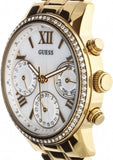 Guess Mini Sunrise Diamonds Silver Dial Gold Steel Strap Watch for Women - W0623L3