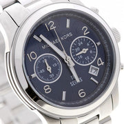 Michael Kors Hunger Stop 100 Series Navy Blue Dial Silver Steel Strap Watch for Women - MK5814