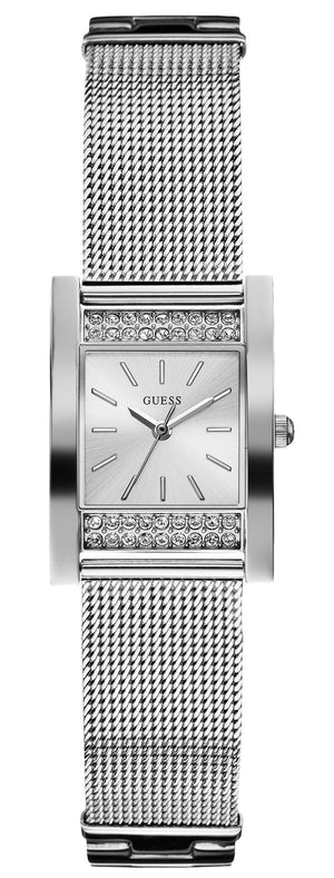 Guess Nouveau Diamonds Silver Dial Silver Mesh Bracelet Watch for Women - W0127L1