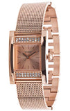 Guess Nouveau Diamonds Rose Gold Dial Rose Gold Mesh Bracelet Watch for Women - W0127L3