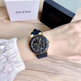 Guess Overdrive Black Dial Black Rubber Strap Watch for Women - W0149L4