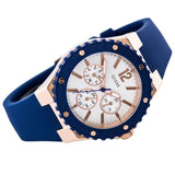 Guess Overdrive White Dial Blue Rubber Strap Watch for Women - W0149L5