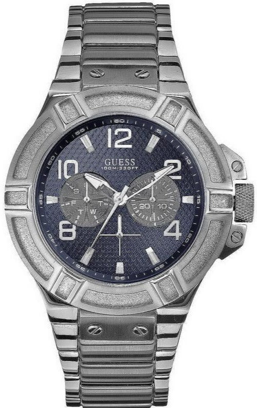 Guess Rigor Multifunction Black Dial Black Steel Strap Watch For Men