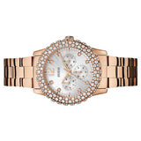 Guess Dazzler Diamonds Silver Dial Rose Gold Steel Strap Watch for Women - W0335L3