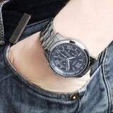 Guess Horizon Chronograph Quartz Blue Dial Silver Steel Strap Watch for Men - W0379G3