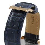 Guess Horizon Chronograph Blue Dial Blue Leather Strap Watch For Men - W0380G5