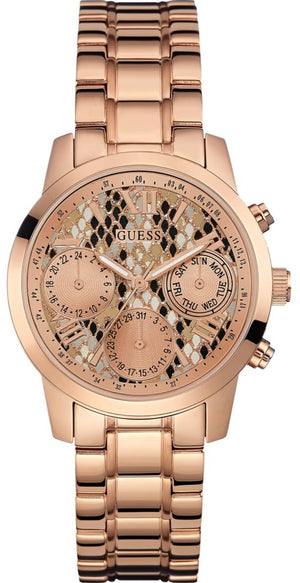 Guess Mini Sunrise Quartz Rose Gold Dial Rose Gold Steel Strap Watch For Women - W0448L9