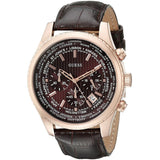 Guess Pursuit Chronograph Brown Dial Brown Leather Strap Watch for Men - W0500G3