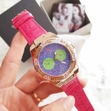 Guess Limelight Quartz Multicolor Dial Red Leather Strap Watch For Women - W0775L4