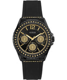 Guess Starlight Black Dial Black Rubber Strap Watch for Women - W0846L1