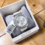 Guess Starlight Multifunction Diamonds White Dial White Rubber Strap Watch for Women - W0846L8