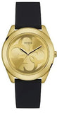 Guess G Twist Gold Dial Black Leather Strap Watch for Women - W0911L3