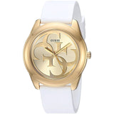 Guess G-Twist Gold Dial White Rubber Strap Watch for Women - W0911L7