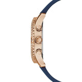 Guess Confetti Diamonds Gold Dial Blue Rubber Strap Watch For Women - W1098L6