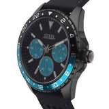 Guess Odyssey Quartz Black Dial Black Leather Strap Watch For Men - W1108G5