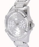 Guess Frontier Diamonds Silver Dial Silver Steel Strap Watch For Women - W1156L1