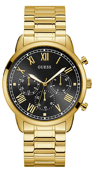 Guess Hendrix Multifunction Black Dial Gold Steel Strap Watch for Men - W1309G2