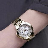 Guess Vista Diamonds Gold Dial Gold Steel Strap Watch for Women - W13573L1