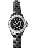 Chanel J12 Diamonds Ceramic Black Dial Black Steel Strap Watch for Women - J12 H2571