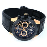 Tag Heuer Carrera Chronograph Tourbillion Titianium & Gold Black Dial Black Leather Strap Watch for Men - CAR5A5U.FC6377