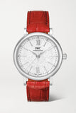 IWC Portofino Automatic Diamonds Silver Dial Red Leather Strap Watch for Women - IW357408