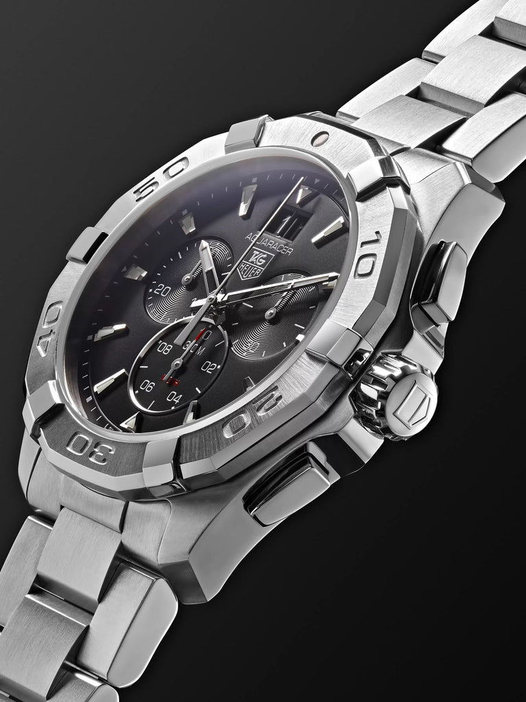 Tag Heuer Aquaracer Quartz Chronograph Black Dial Silver Steel