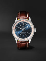 Breitling Navitimer Automatic 38mm Blue Dial Brown Leather Strap Mens Watch - A17325211C1P2