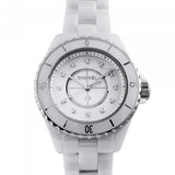 Chanel J12 Diamonds Mother of Pearl White Dial White Steel Strap Watch for Women - J12 H5704