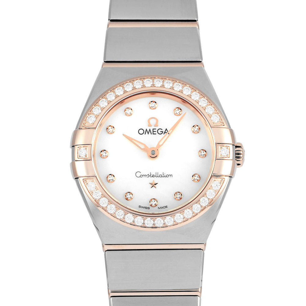 Omega Constellation Quartz Diamonds Mother of Pearl Dial Two Tone 