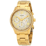 Guess Solar Chronograph Diamonds White Dial Gold Steel Strap Watch for Women - W1069L2