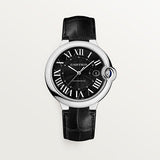 Cartier Ballon Bleu De Cartier Black Dial Black Leather Strap Watch for Men - WSBB0003