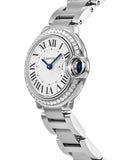 Cartier Ballon Bleu De Cartier Diamonds White Dial Silver Steel Strap Watch for Women - W4BB0015