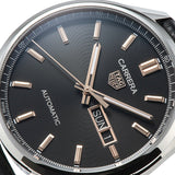 Tag Heuer Carrera Day Date Black Dial Black Leather Strap Watch for Men - WBN2013.FC6503