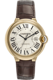 Cartier Ballon Blue de Cartier Silver Dial Brown Leather Strap Watch for Men - W6900551