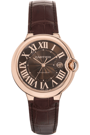 Cartier Ballon Bleu De Cartier Brown Dial Brown Leather Strap Watch for Men - W6920037