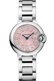 Cartier Ballon Bleu de Cartier Pink Dial Silver Steel Strap Watch for Women - W6920038