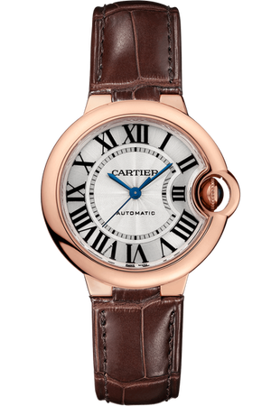 Cartier Ballon Bleu De Cartier Silver Dial Brown Leather Strap Watch for Women - W6920097