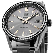 Tag Heuer Carrera Quartz Diamonds Black Dial Black Steel Strap Watch for Women - WAR1115.BA0602