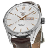 Tag Heuer Carrera Calibre 5 Jam Tangan Tali Kulit Coklat Dial Putih Otomatis untuk Pria - WAR201D.FC6291