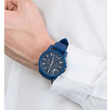 Armani Exchange Outerbanks Chronograph Blue Dial Blue Silicone Strap Watch For Men - AX1327