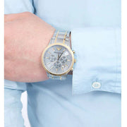 Emporio Armani Renato Chronograph Silver Dial Two Tone Steel Strap Watch For Men - AR11076