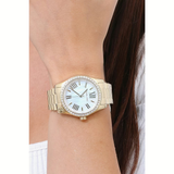 Michael Kors Lexington Mother of Pearl White Dial Gold Steel Strap Watch for Women - MK1079