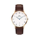 Daniel Wellington Dapper York White Dial Brown Leather Strap Watch For Men - DW00100085
