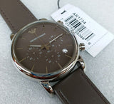 Emporio Armani Classic Chronograph Brown Dial Brown Leather Strap Watch For Men - AR1734