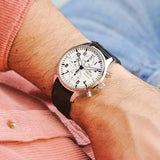 IWC Pilot’s Watch Chronograph Edition “150 Years” White Dial Black Leather Strap Watch for Men - IW377725