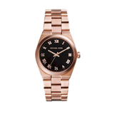 Michael Kors Channing Black Dial Rose Gold Steel Strap Watch For Women - MK5937