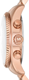 Michael Kors Lexington Chronograph Grey Dial Rose Gold Steel Strap Watch For Women - MK7217