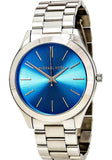 Michael Kors Runway Blue Dial Silver Steel Strap Watch for Women - MK3292